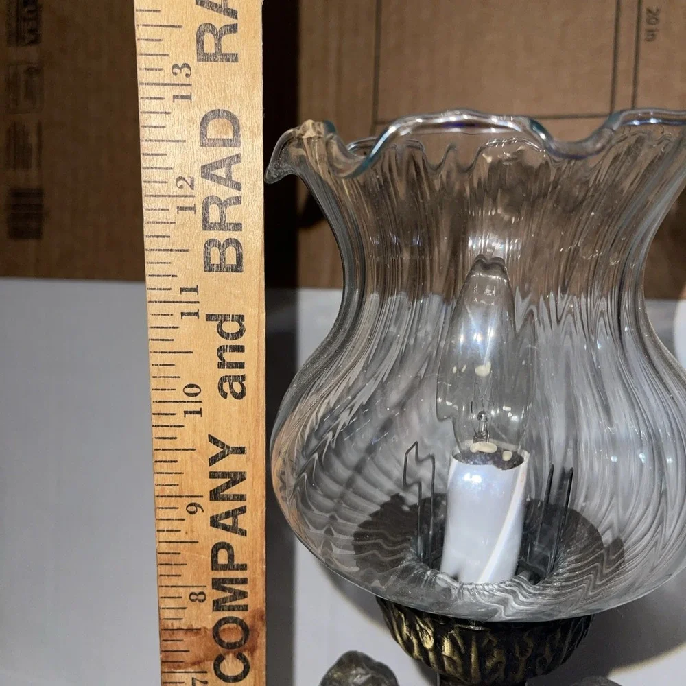 Table Lamp Cherubs Metal And Glass vintage